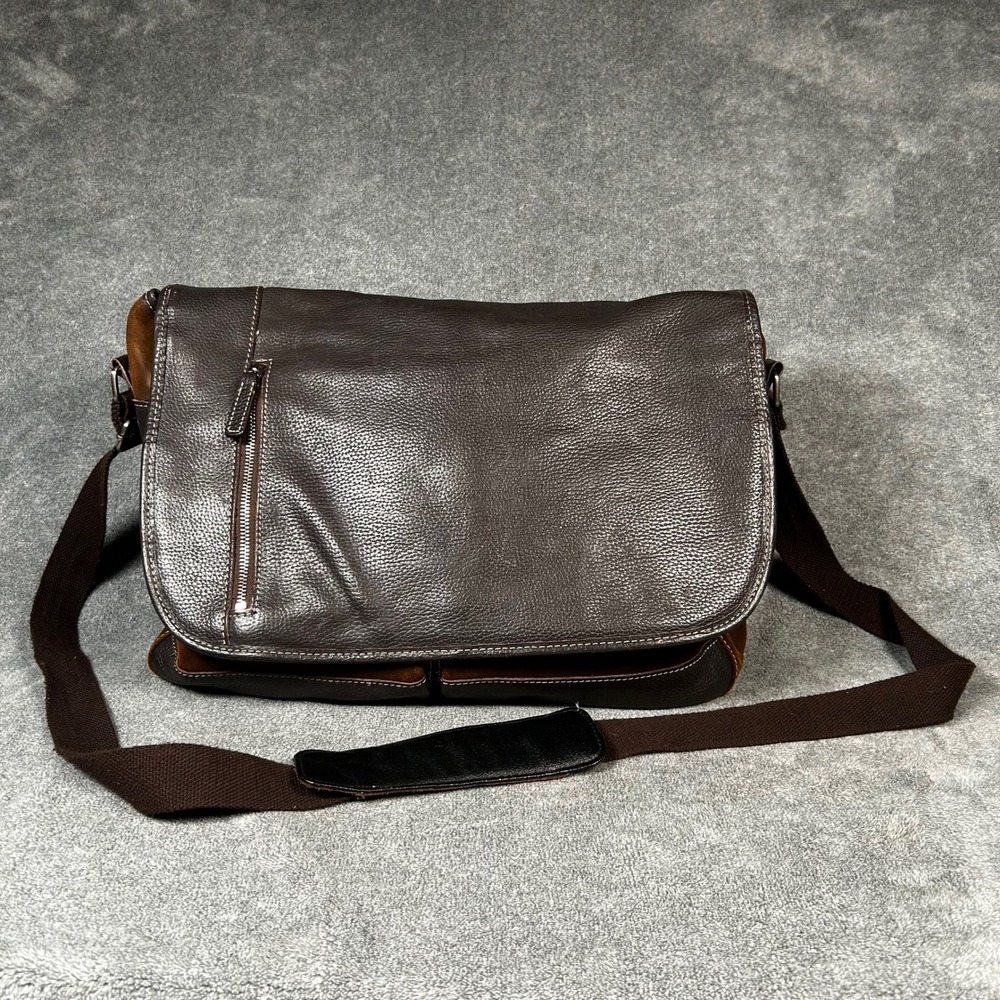 Pelle Studio Messenger Bag Brown Leather Suede Crossbody Laptop Satchel Mens